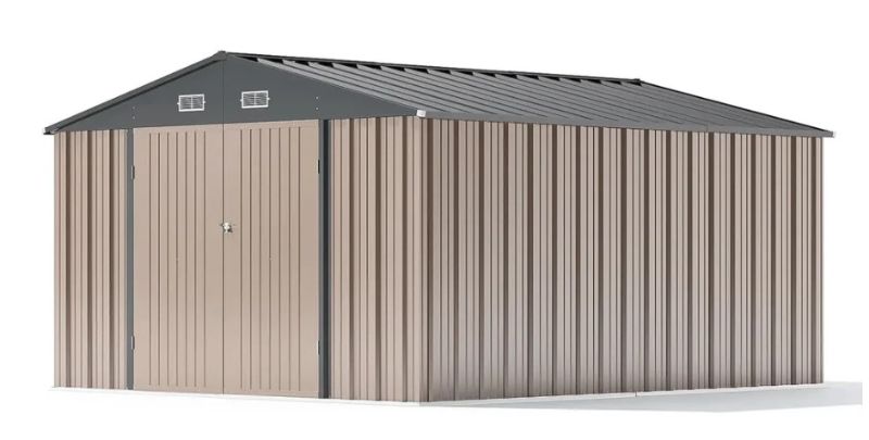 Photo 1 of ***INCOMPLETE - PARTIAL SET - CANNOT BE FULLY ASSEMBLED - SEE COMMENTS***
10x12 Metal Garden Shed GREY