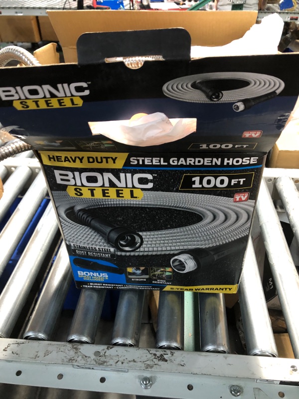 Photo 3 of (USED) Bionic Steel Metal Garden Hose 100 Ft with Nozzle, 304 Stainless Steel Water Hose 100Ft, Flexible Hose, 100 Ft Garden Hose, Kink Free, Lightweight, Crush Resistant, Easy to Coil, 500 PSI - 2024 Model 100 Feet