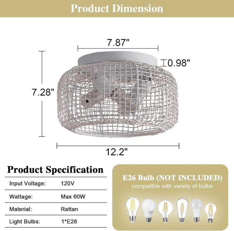 Photo 1 of (READ FULL POST) Rattan Semi Flush Mount Ceiling Light, 3-Lights Rattan Light Fixtures, White Boho Light Fixture Hand-Woven Wicker Chandelier for Kitchen Farmhouse Entryway Living Dinning Room white ceiling light fixture