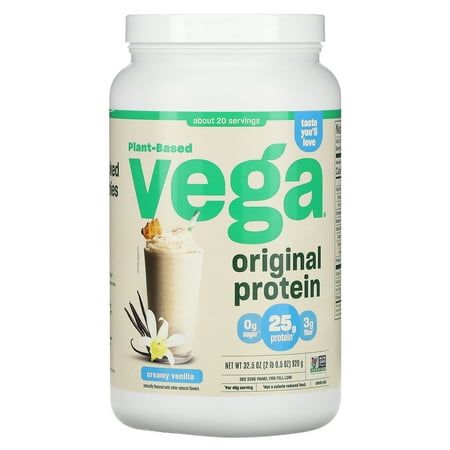 Photo 1 of ***NON REFUNDABLE***EXPIRES 2026* Vega, Plant-Based Original Protein, Creamy Vanilla, 2 Lb 0.5 Oz (920 G)
