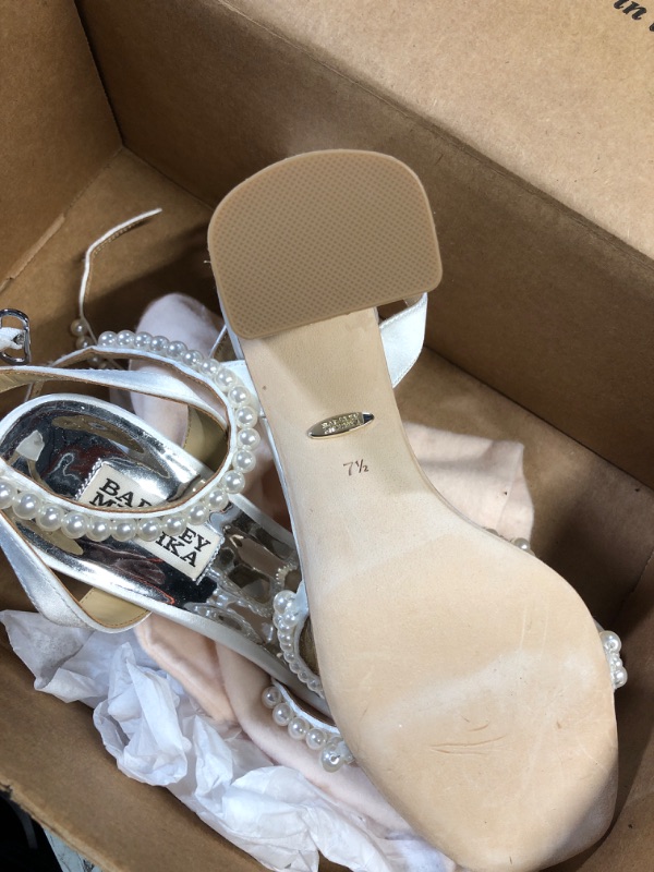 Photo 2 of **READ NOTES**
Badgley Mischka Women's Feisty Heeled Sandal, Soft White Satin, 7.5