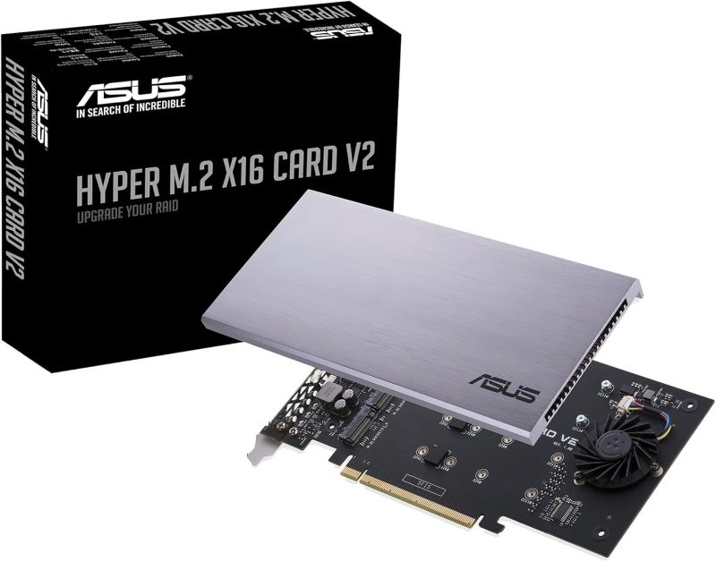 Photo 1 of 
ASUS Hyper M.2 X16 PCIe 3.0 X4 Expansion Card V2 Supports 4 NVMe M.2 (2242/2260/2280/22110) Upto 128 Gbps for Intel VROC and AMD Ryzen Threadripper NVMe Raid