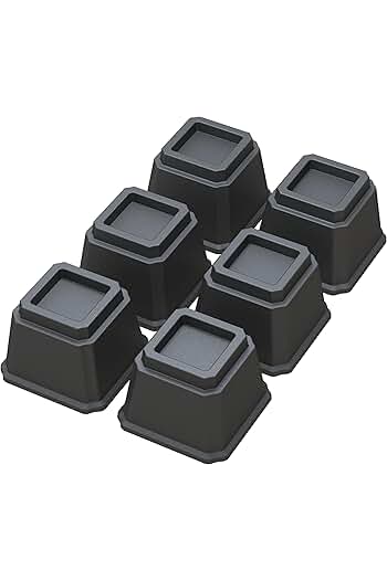 Photo 1 of Bed Risers 1 Inch Set of 6, Heavy Duty Bed Elevators Lifts Up 2,000 lbs Furniture Risers for Bed Frame and Sofa, Black
