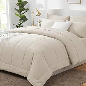 Photo 1 of ***STOCK PHOTO REFERENCE ONLY***CozyLux Beige Comforter Set King - 7 Pieces King Size Comforter Set Bed in a Bag Beige, Bedding Sets King with All Season Quilted Comforter, Flat Sheet, Fitted Sheet, Pillowcases, Beige, King
