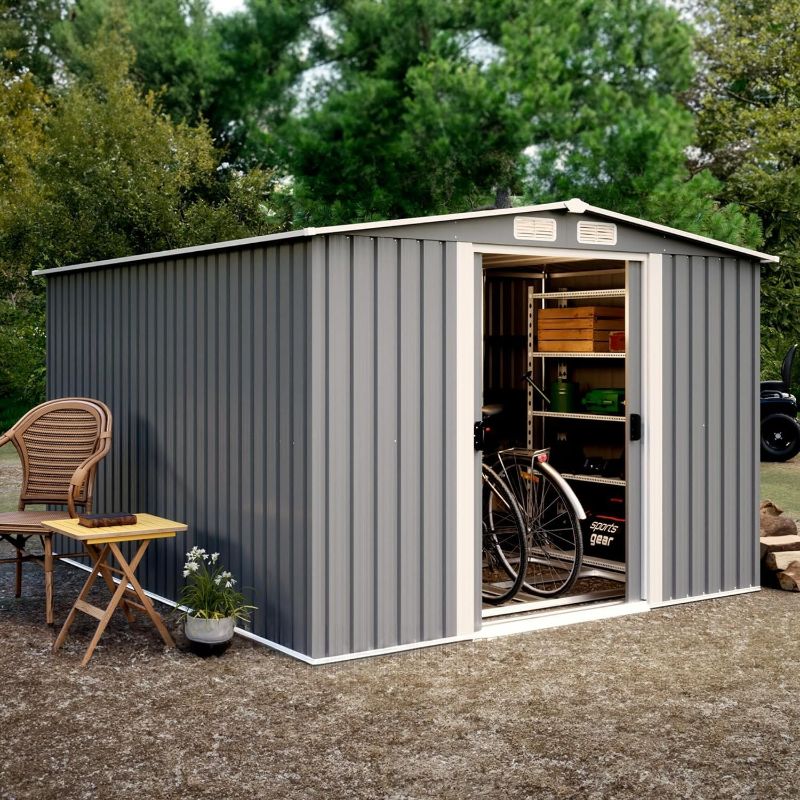 Photo 1 of ***missing boxes***10x8 FT Shed Outdoor Storage Shed, 10' x 8' Large Metal Tool Sheds & Outdoor Storage, Utility and Tool Garden Shed with Lockable Doors & Air Vents, Metal Shed for Backyard, Patio, Outside Yard