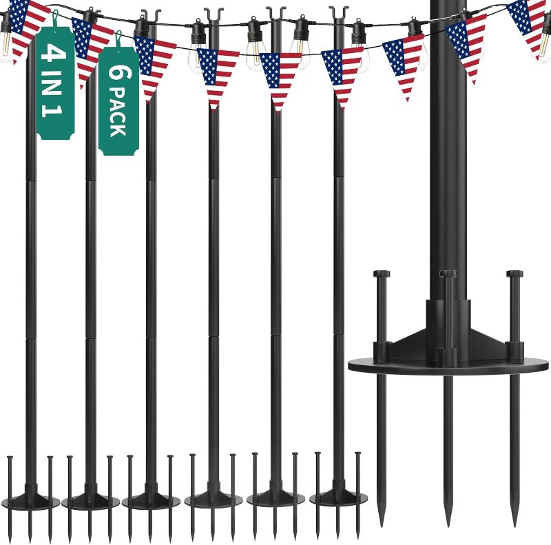 Photo 1 of [READ NOTES]
YITAHOME 6 Pack Outdoor String Light Poles, 11ft 4-in-1 Outside String Lights Pole Stand for Patio, Deck, Fence