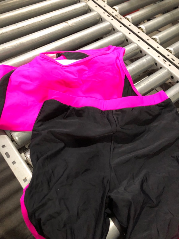 Photo 1 of Daci Women Plus Size Tankini Swimsuit Two Piece Tummy Control Bathing Suit Athletic Racerback Swimwear with Boyshort X-Large Pink&black