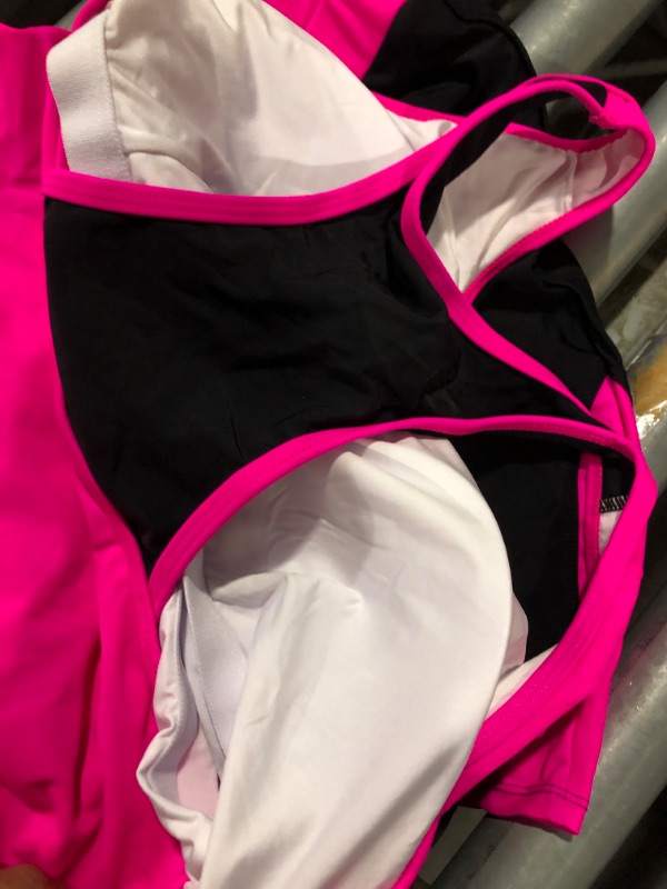 Photo 1 of Daci Women Plus Size Tankini Swimsuit Two Piece Tummy Control Bathing Suit Athletic Racerback Swimwear with Boyshort X-Large Pink&black