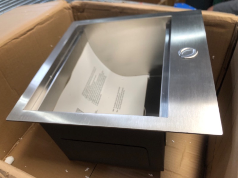 Photo 5 of ***USED - LIKELY MISSING PARTS - UNABLE TO VERIFY FUNCTIONALITY***
18 Inch Drop In Bar Sink Stainless Steel-VASOYO 18x18 Inch Drop In Kitchen Sink Workstation Bar Prep Sink 16 Gauge Stainless Steel Single Bowl Deep Kitchen Sink with Grid&Drain&Cutting Boa