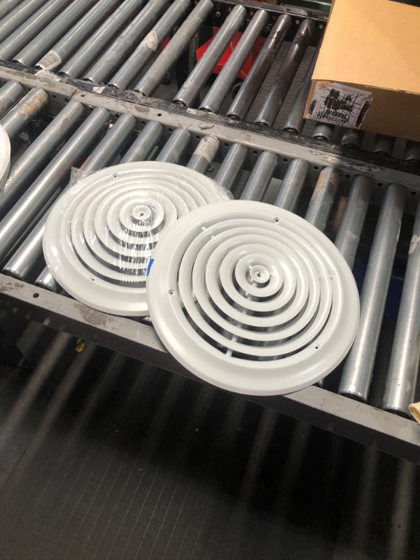 Photo 2 of **missing hardware** 2 Pcs 12 Inch Round Vent Cover, Ceiling Diffuser HVAC Vent Duct Cover Replacement with Screws to Install, Fitting in 12 Inch Duct, Outer Dimensions 15-15/16"
