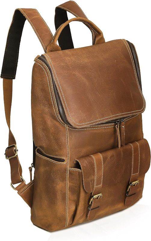 Photo 1 of (READ FULL POST) cuero Fathers Day Gift Full Grain Leather Backpack for Men - 17 Inch Laptop Bag - Vintage Travel Rucksack - Casual Daypack for Women for Work
