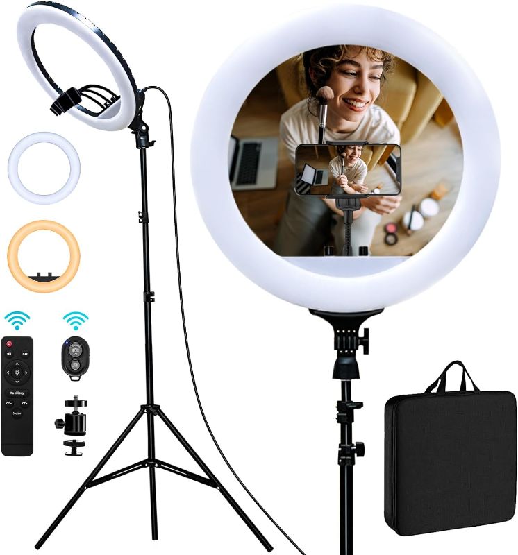 Photo 1 of Ring Light - 21 inch 60 W Dimmable LED Ring Light Kit with Stand - Adjustable 3000-6000 K Color Temperature Lighting 
