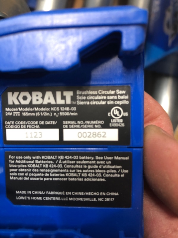 Photo 4 of **blade mount broken** Kobalt Next-Gen 24-volt 6-1/2-in Brushless Cordless Circular Saw (Bare Tool) kobalt  #KCS 124B-03 #4913883