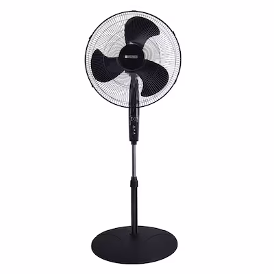 Photo 1 of **broken blade** Utilitech 18-in 120-Volt 3-Speed Indoor Black Oscillating Pedestal Fan with Remote
