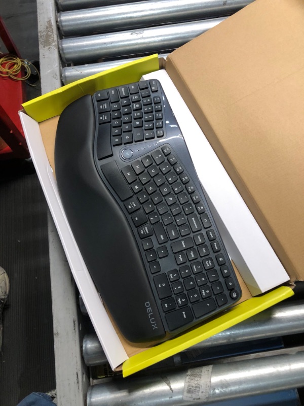 Photo 2 of Wireless Ergonomic Split Keyboard with Cushioned Palm Rest Against Carpal Tunnel (BLACK)