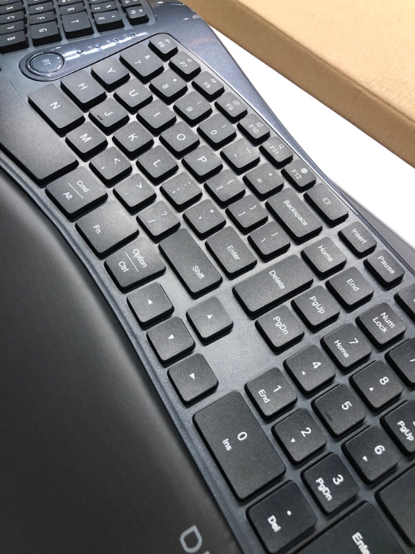 Photo 3 of Wireless Ergonomic Split Keyboard with Cushioned Palm Rest Against Carpal Tunnel (BLACK)