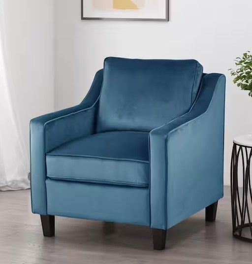 Photo 1 of Milo Blue Velvet Upholstered Club Chair