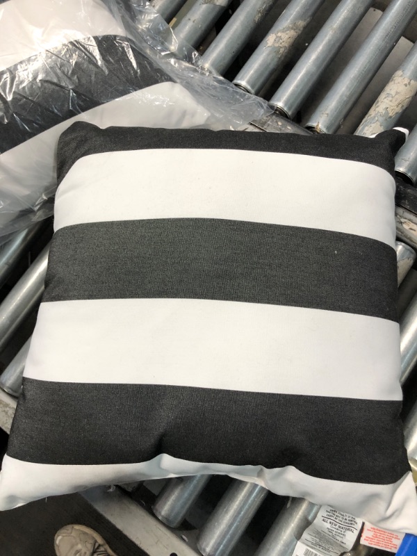 Photo 3 of  Pack of 2 Decorative Outdoor Solid Waterproof Striped Throw Pillow 22in