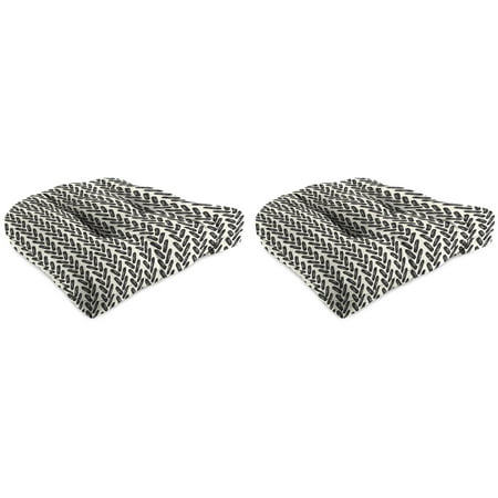 Photo 1 of 18 in. L X 18 in. W X 4 in. T Outdoor Square Wicker Seat Cushion in Hatch Black (2-Pack)