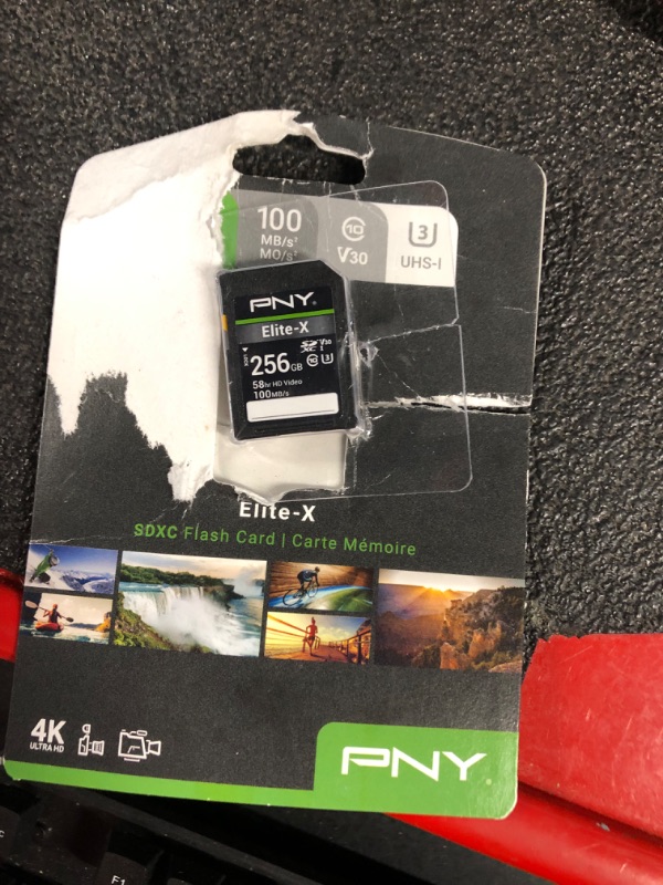 Photo 2 of PNY 256GB Elite-X Class 10 U3 V30 SDXC Flash Memory Card - 100MB/s, Class 10, U3, V30, 4K UHD, Full HD, UHS-I, Full Size SD