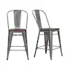 Photo 1 of **missing one** StyleWell Finwick Gunmetal Gray Backed Counter Stool with Dark Wood Seat (Set of 2)