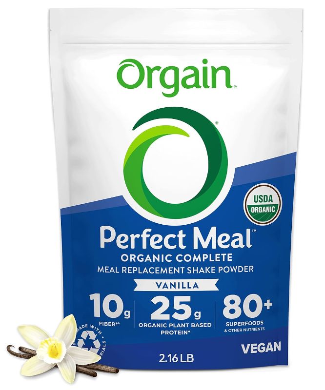 Photo 1 of **NONREFUNDABLE** Orgain Perfect Meal, Organic, Vegan Meal Replacement Protein Powder, Vanilla - 25g Plant Based Protein, 80+ Superfoods, 1B Probiotics & 10g Fiber, Adaptogens & Ashwagandha - 2.16lb BB 6/2/24
