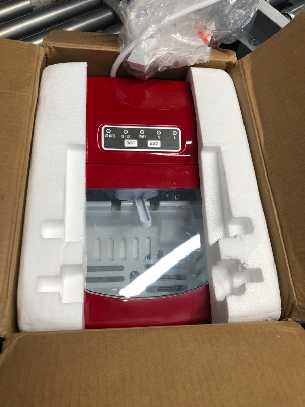 Photo 2 of ***NON-REFUNDABLE NO RETURNS SOLD AS IS**PARTS ONLY***AGLUCKY Counter top Ice Maker Machine,Compact Automatic Ice Maker,9 Cubes Ready in 6-8 Minutes,Portable Ice Cube Maker with Scoop and Basket,Perfect for Home/Kitchen/Office/Bar (Red)