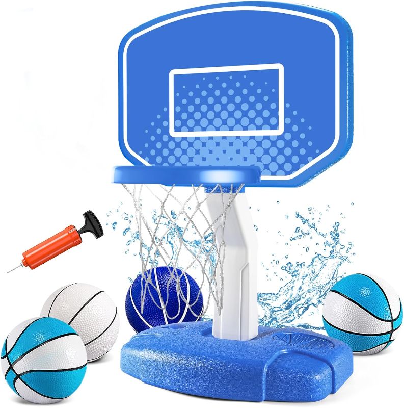 Photo 1 of Pool Basketball Hoop Poolside Basketball Hoop for Swimming Pool | Pool Accessories for Inground Pools, Adjustable Height Basketball Hoop for Indoor Outdoor Play, Pool Toys Game for Kids and Adults

