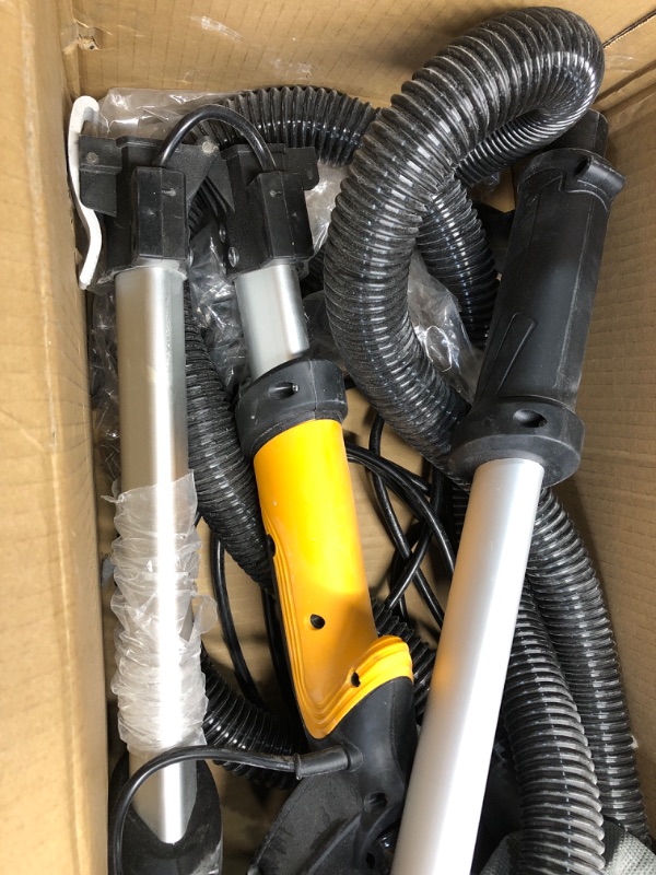 Photo 4 of (USED/DIRTY) Drywall Sander, 6.5-amp Powerful Electric Drywall Sander with Vacuum, 95.5% Dust Absorption, 7 Variable Speed 900-1800RPM, Dustless Floor Sander with 26’ Power Cord for Popcorn Ceiling, Wood Floor etc Yellow