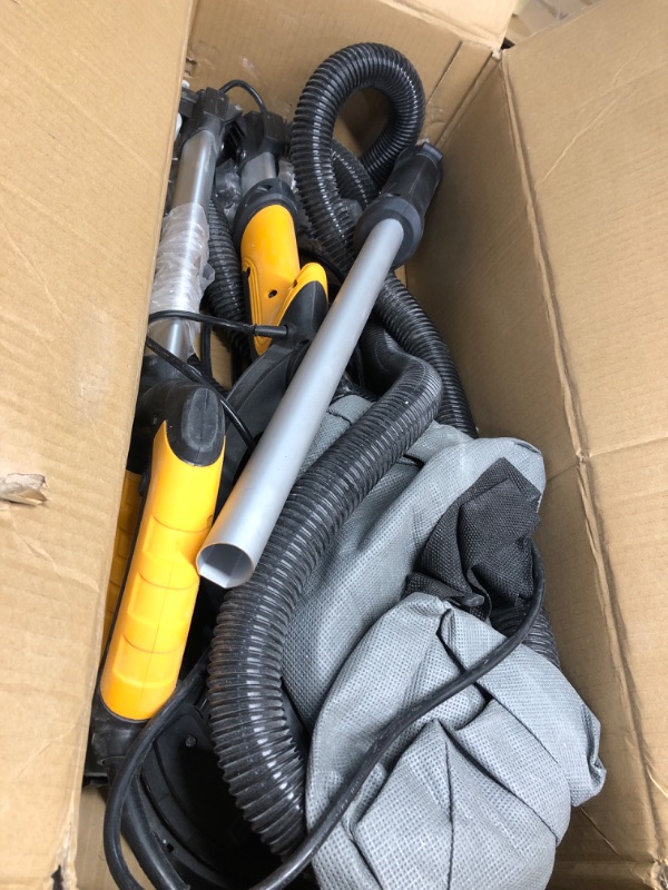 Photo 2 of (USED/DIRTY) Drywall Sander, 6.5-amp Powerful Electric Drywall Sander with Vacuum, 95.5% Dust Absorption, 7 Variable Speed 900-1800RPM, Dustless Floor Sander with 26’ Power Cord for Popcorn Ceiling, Wood Floor etc Yellow