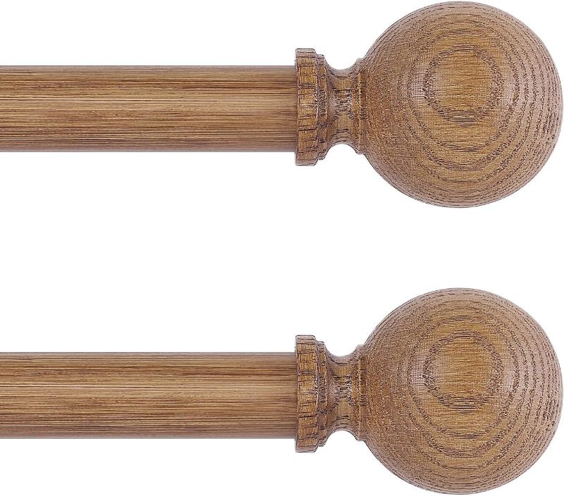 Photo 1 of (NON-REFUNDABLE) 2 Pack Wood Curtain Rods for Windows 48 to 84 Inch,1 Inch Wood Grain Ball Adjustable Curtain Rod,Boho Heavy Duty Curtain Rods,Farmhouse Rustic Window Curtains Rods,Brown Drapery Rods Set 36-88"
