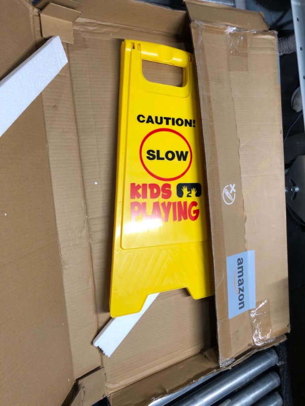 Photo 2 of **MISSING PIECES** Slow Down Signs for Neighborhoods – 2 Pack Thick Children at Play Safety Signs for Street - Slow Down Sign - Children Playing Sign for Street - Kids at Play Sign - Children at Play Sign with Extra Reflective Tape * 1 Sign, no tape*