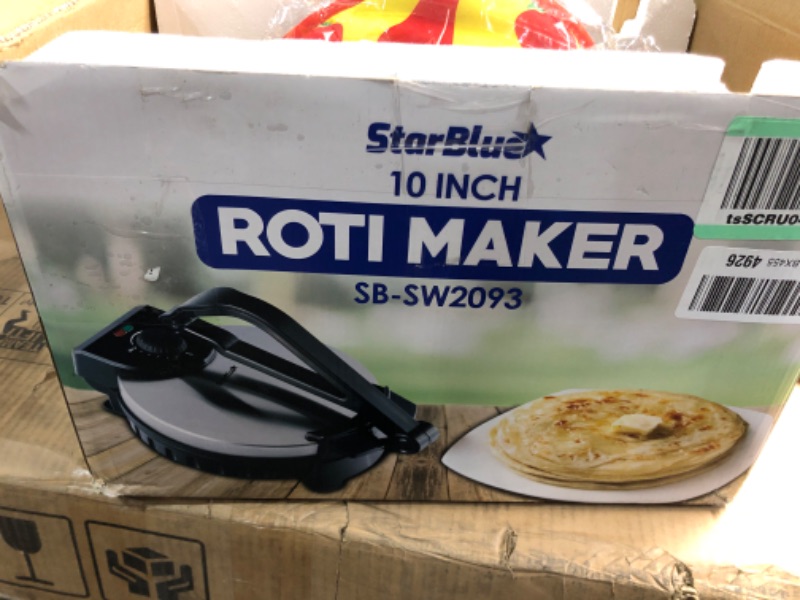 Photo 3 of 10inch Roti Maker by StarBlue with FREE Roti Warmer - The automatic Stainless Steel Non-Stick Electric machine to make Indian style Chapati, Tortilla, Roti AC 110V 50/60Hz 1200W SB-SW2093