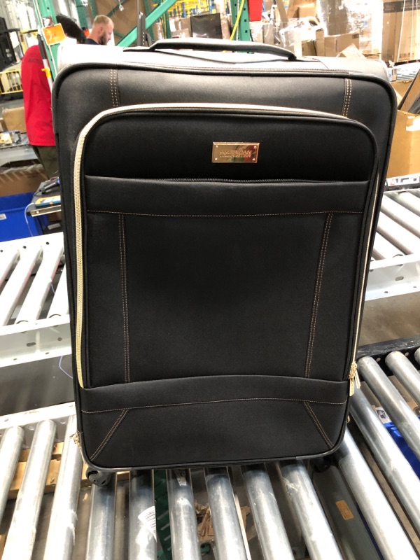 Photo 2 of ***USED - TORN - NO PACKAGING - SEE PICTURES***
American Tourister Belle Voyage Softside Luggage with Spinner Wheels, Black, Checked-Medium 25-Inch
