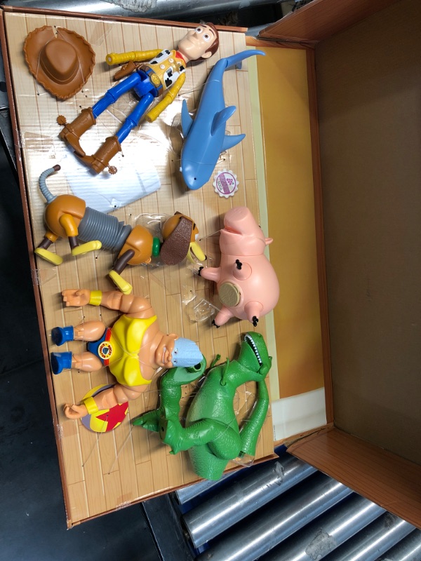 Photo 1 of **MISSING PIECES** Disney / Pixar Toy Story Disney 100 Woody, Slinky, Rex, Hamm, Alien, Rocky & Shark Action Figure Set **Missing alien, Woody's gun, Woodys hands broken off and missing*
