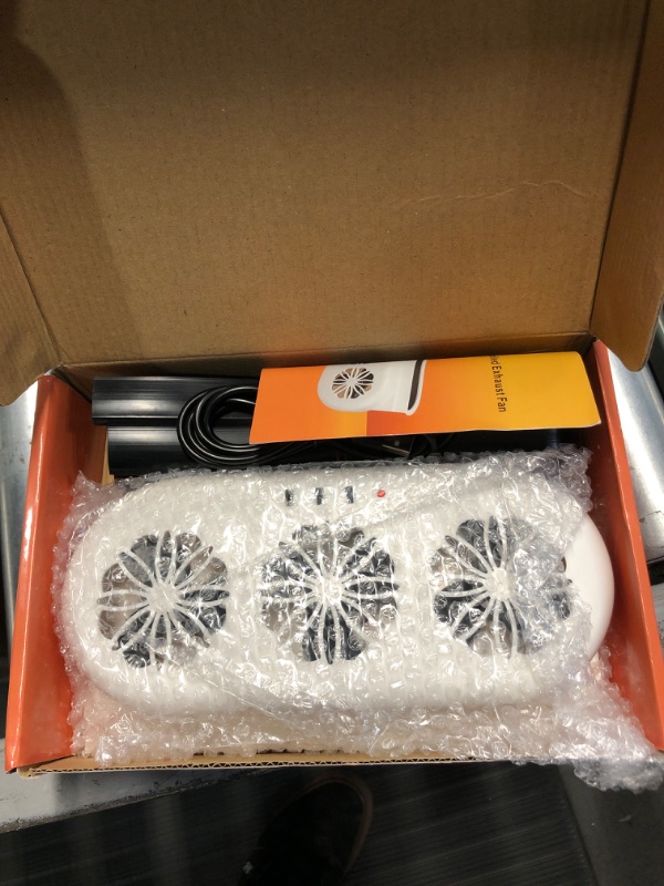 Photo 1 of Solar Ventilation Fan for Car,Car Solar Powered Fan,Car Window Exhaust Fan With Three Air Outlet,Solar Power Car Window Fan,Solar Car Window Vent Fan for Most Models of Cars,White