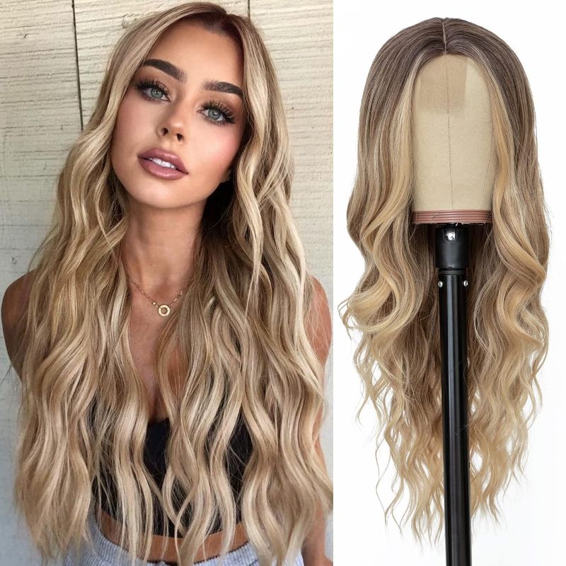 Photo 1 of  Long Ombre Blonde Wavy Wig for Women 