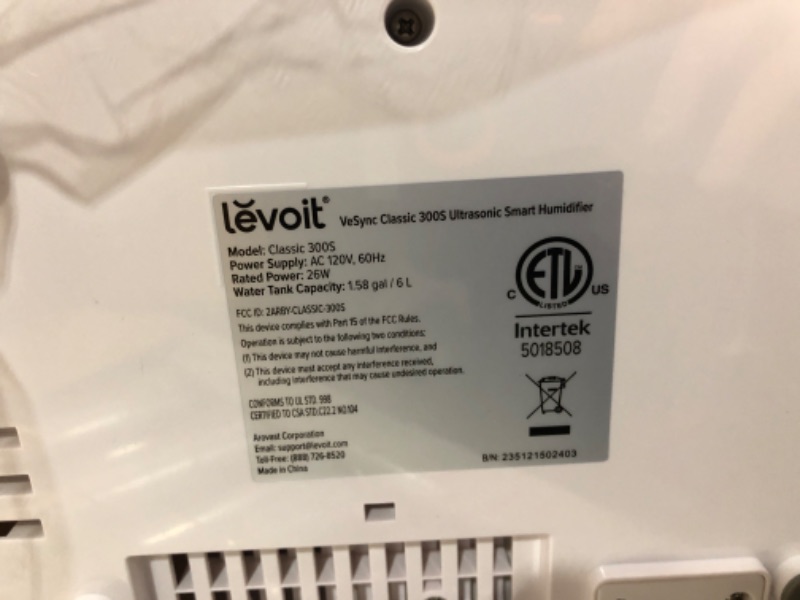 View 2 of LEVOIT Humidifiers for Bedroom Large Room Home, 6L Cool Mist Top Fill Essential Oil Diffuser for Baby and Plants, Smart App & Voice Control, Rapid Humidification and Humidity Setting, Quiet Sleep Mode App Smart Control Gray