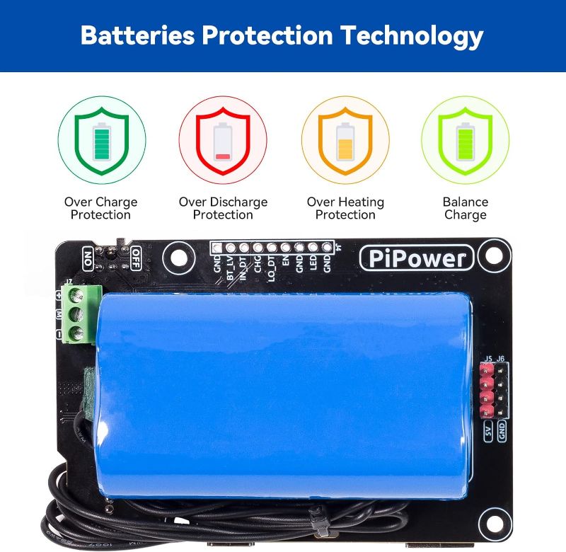 Photo 3 of (NON-REFUNDABLE) SunFounder PiPower Raspberry Pi UPS Power Supply, Protect The Raspberry Pi and SD, 5V/3A Power Bank Expansion Board, Compatible with Raspberry Pi 4B/3B+/3B/Zero 2 W/Zero W (Battery Included)
