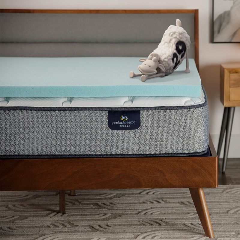 Photo 1 of 
Serta ThermaGel Cooling, Pressure-Relieving Memory Foam Mattress Topper, 2 Inch, King Blue
