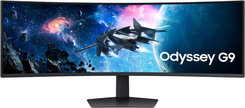 Photo 1 of **DAMAGE** SAMSUNG 49-Inch Odyssey G9 Series DQHD 1000R Curved Gaming Monitor, 1ms(GtG), VESA DisplayHDR 1000, 240Hz, AMD FreeSync Premium Pro, Height Adjustable Stand... * Screen damage see photos*
