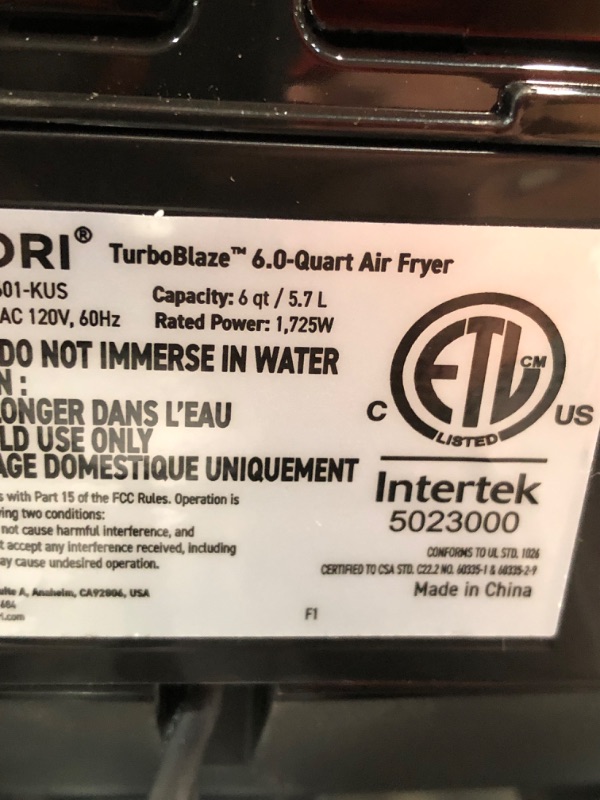 Photo 4 of (opened for inspection)(see images)COSORI Next Generation TurboBlaze 6.0-Quart Air Fryer: 9 Functions, 5 Speeds, Cooks Quickly 