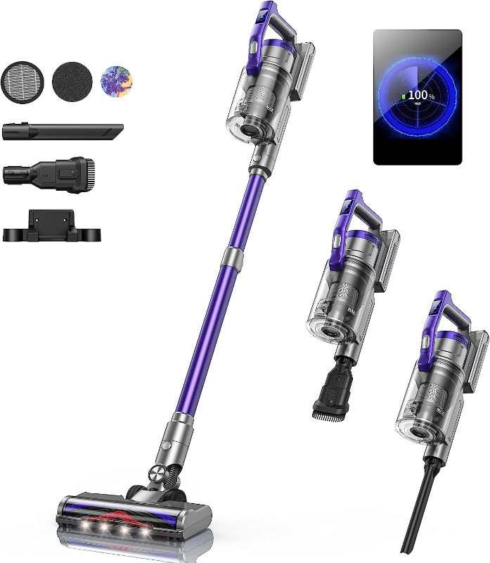 Photo 1 of (NON-REFUNDABLE) Cordless Vacuum Cleaner, 450W Stick Vacuum Cleaner, OLED Color Screen Display, Up to 55mins, 8 Animation Modes, Multi-cone Filtration, Handheld Vacuum for Hardwood Floors, Carpets, Pet Hair S14