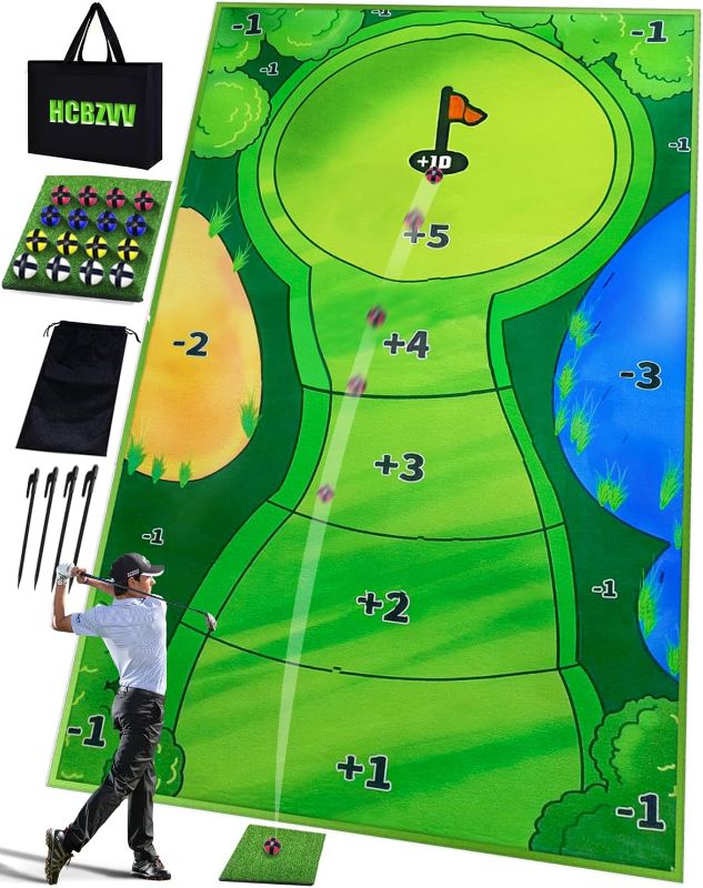 Photo 1 of (NON-REFUNDABLE) 6Ft x 4Ft Chipping Golf Game Mat Indoor Outdoor Games for Adults and Family Kids, Golf Putting Green, Mini Golf Set- Golf Accessories Gifts for Men Boy New Double-Sided Golf Game