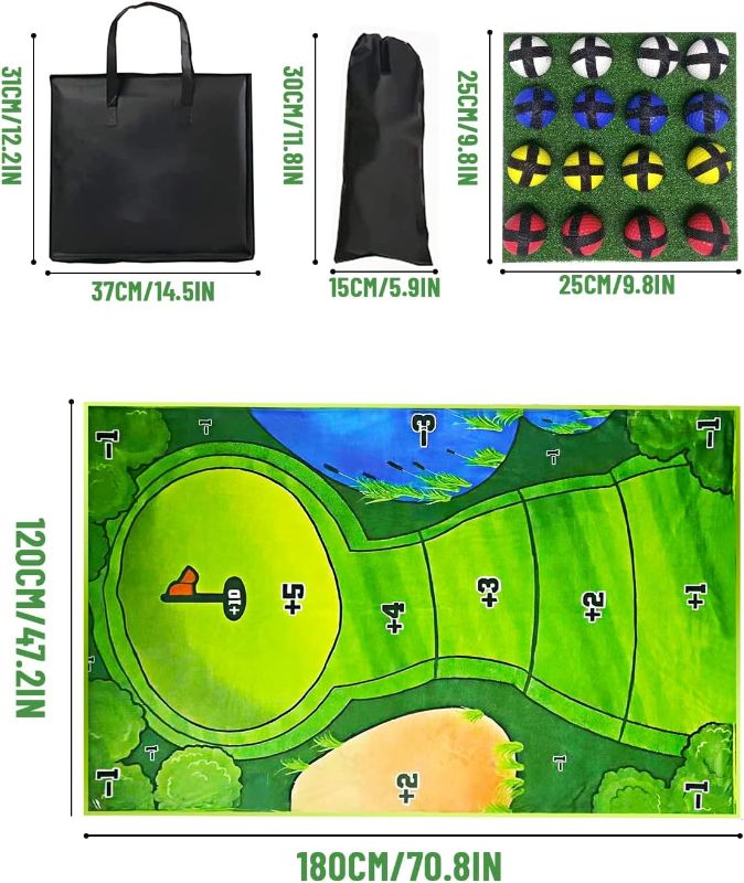 Photo 4 of (NON-REFUNDABLE) 6Ft x 4Ft Chipping Golf Game Mat Indoor Outdoor Games for Adults and Family Kids, Golf Putting Green, Mini Golf Set- Golf Accessories Gifts for Men Boy New Double-Sided Golf Game