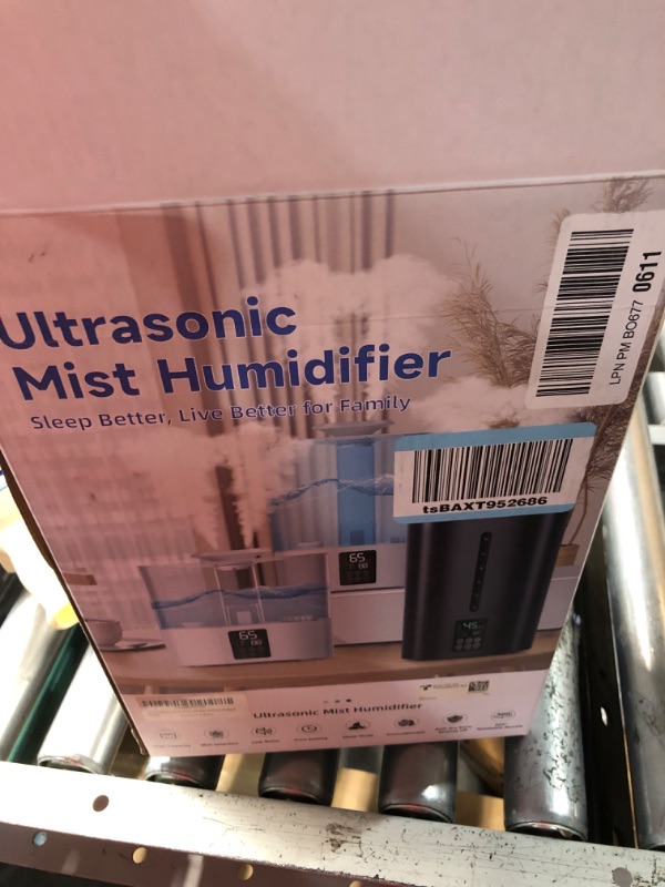 Photo 2 of 6L Humidifiers for Bedroom Large Room Home, Cool and Warm for Baby and Plants Mist Top Fill Desk Humidifiers Essential Oil Diffuser, Quiet with Adjustable Mist,360°Nozzle-Black 6L Black