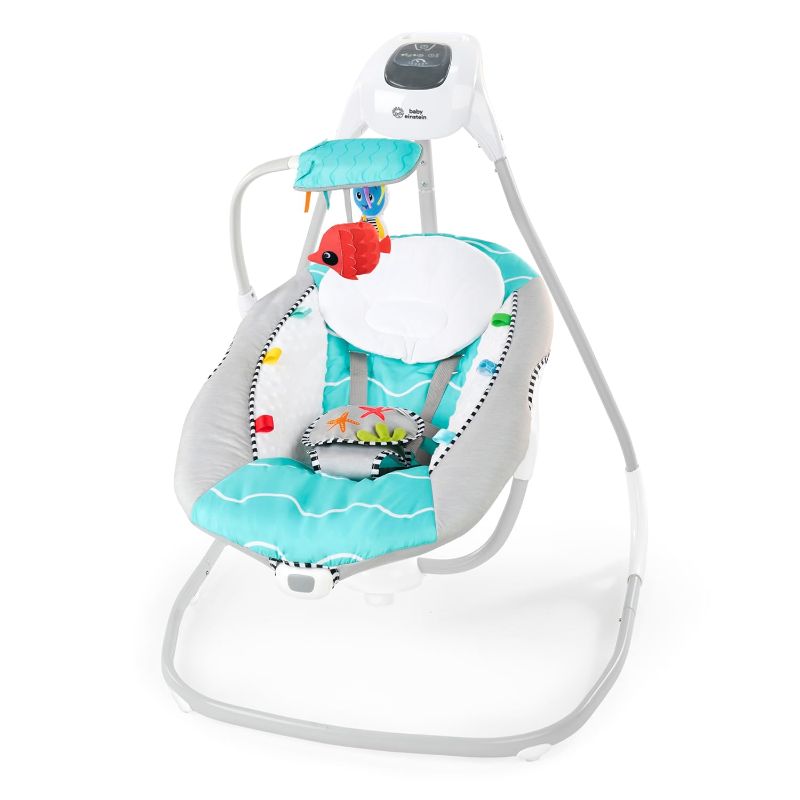 Photo 1 of ***USED - LIKELY MISSING PARTS - UNABLE TO VERIFY FUNCITONALITY***
Baby Einstein Ocean Explorers Musical Compact Baby Swing, Vibrating, Multi-Direction, Grey, Unisex, 0-9 Months