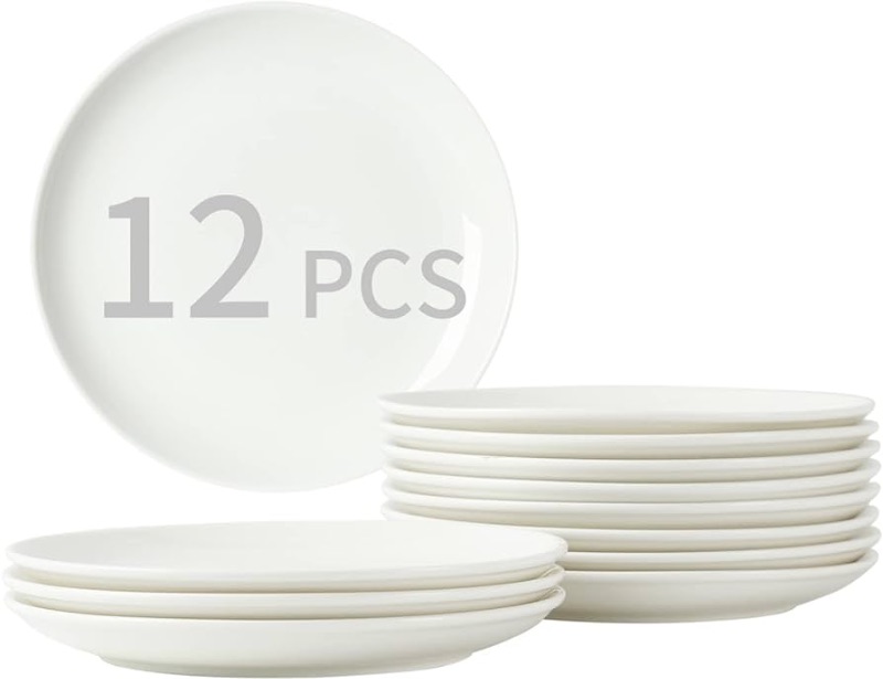 Photo 1 of 7 Inch Porcelain Small Dinner Plates Set of 12, White Appetizer Plates, Dessert Salad Plates, Ceramic Serving Dishes for Cake, Snack, Ice Cream, Waffles, Microwave, Oven, and Dishwasher Safe