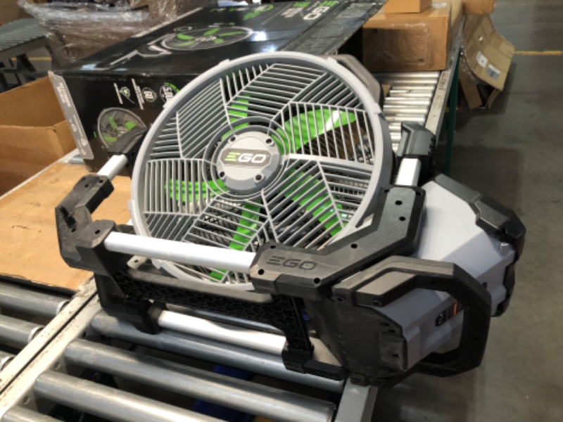 Photo 6 of ***USED AND DIRTY - MISSING BATTERY AND NOZZLES - UNABLE TO TEST***
EGO Power+ FN1800 18-Inch 5 Speed 20MPH Portable Misting Fan, Battery and Charger Not Included, Black EGO 18" Misting Fan Bare Tool