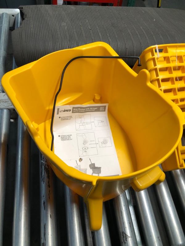 Photo 3 of (READ FULL POST) Winco Commercial Mop Bucket on Wheels, 26 Quart, Yellow 26 Quart Yellow